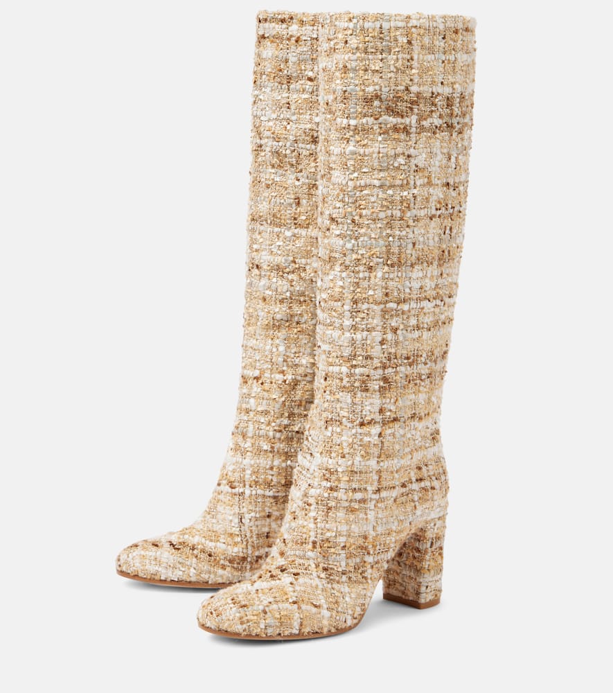 Gianvito Rossi Bouclé Knee-high Boots In Beige