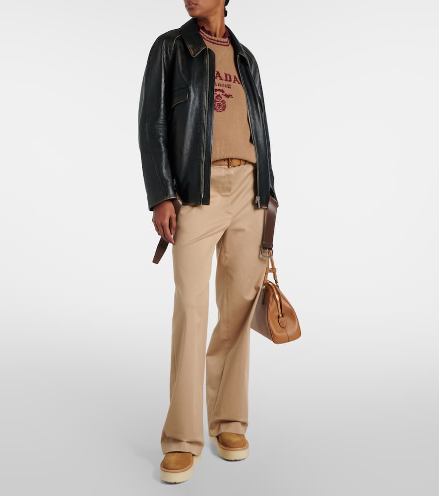 Prada Shearling Padding Ankle Boots In Brown