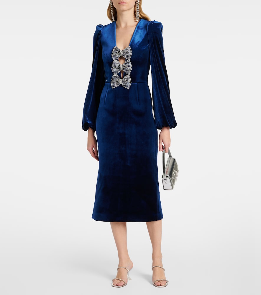 Rebecca Vallance Crystal-embellished velvet midi dress
