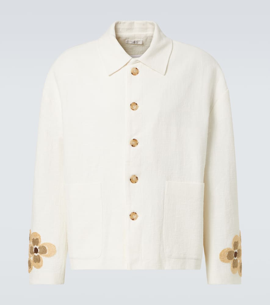Floral linen and cotton bouclé jacket