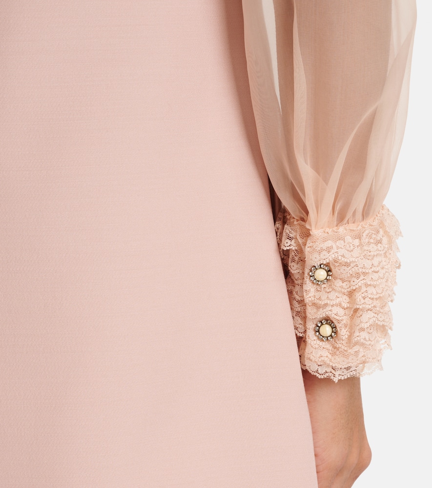 Shop Valentino Crepe Couture Embroidered Minidress In Pink
