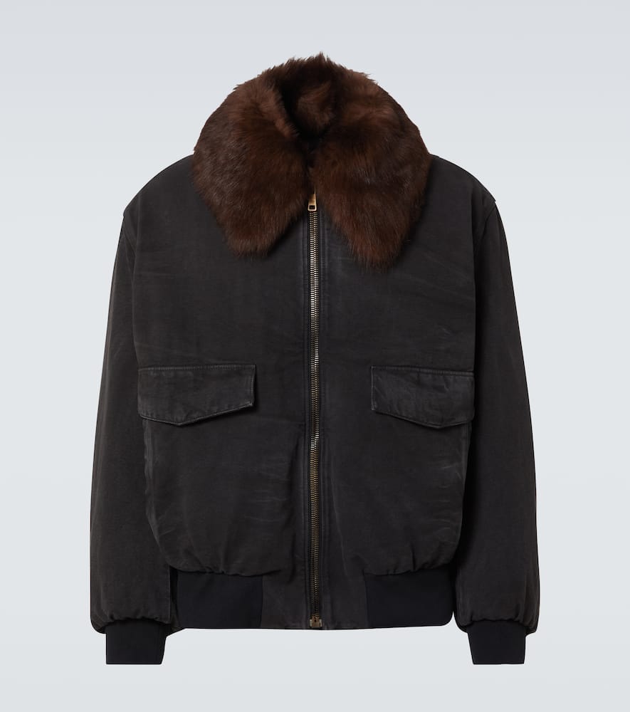 Prada Shearling-trimmed cotton field jacket