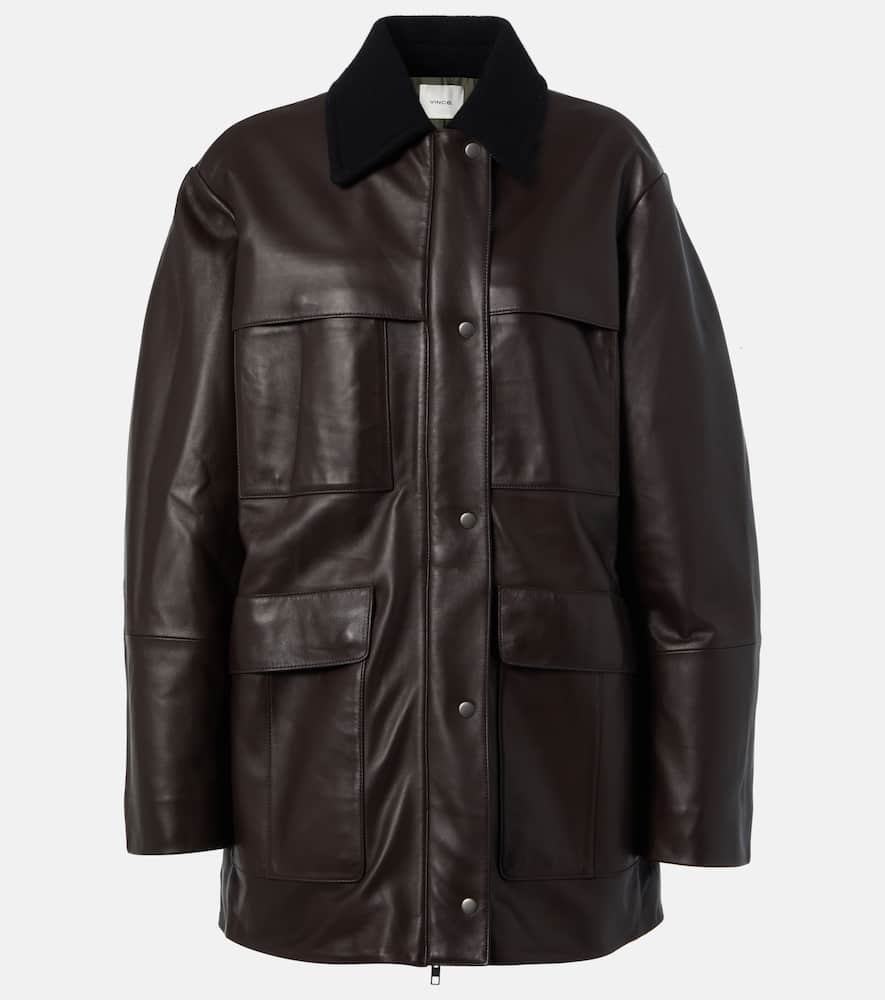 Wool-trimmed leather jacket
