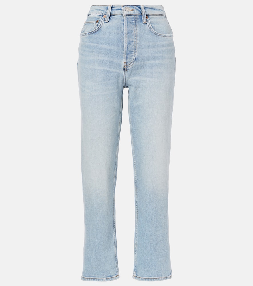 Re/done 70s Easy Straight Crop Jeans In Light Wash In Black
