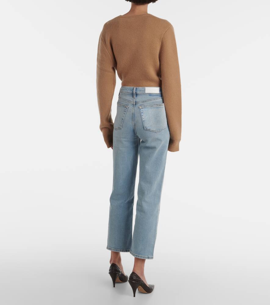 Re/done 70s Easy Straight Crop Jeans In Light Wash In Black