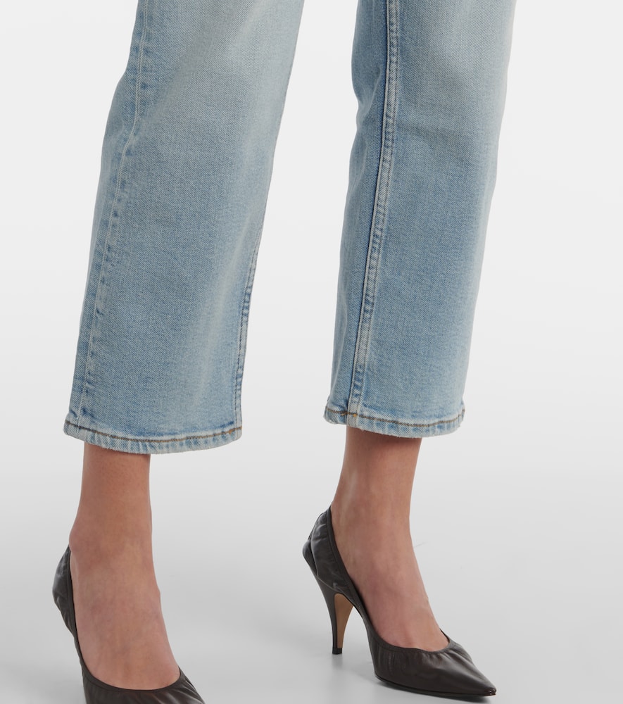 Re/done 70s Easy Straight Crop Jeans In Light Wash In Black