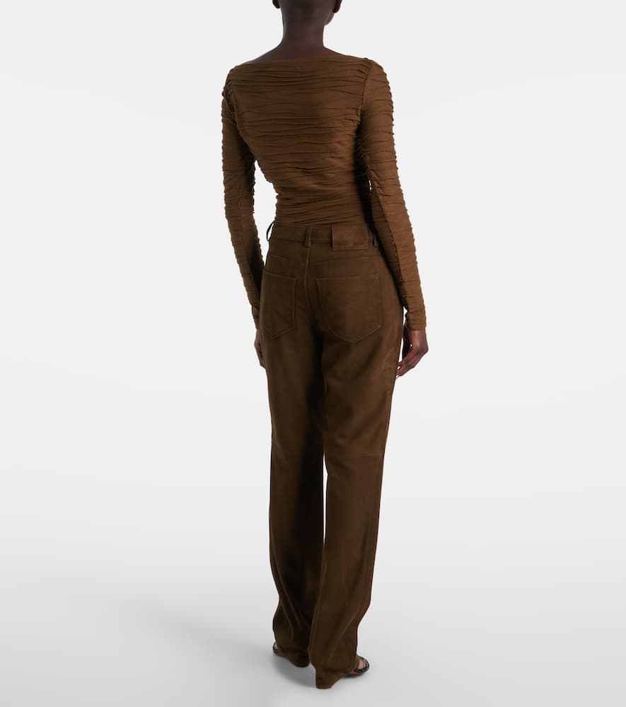 Proenza Schouler Maxine Suede Straight Pants In Brown