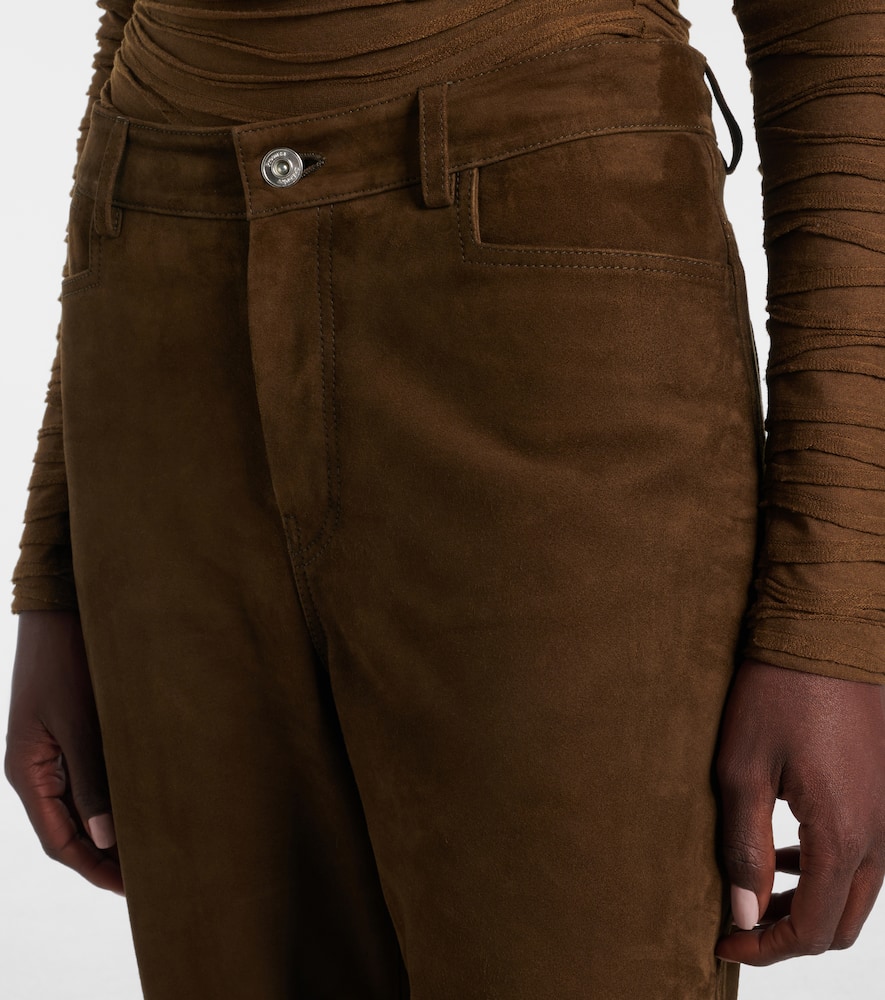 Proenza Schouler Maxine Suede Straight Pants In Brown