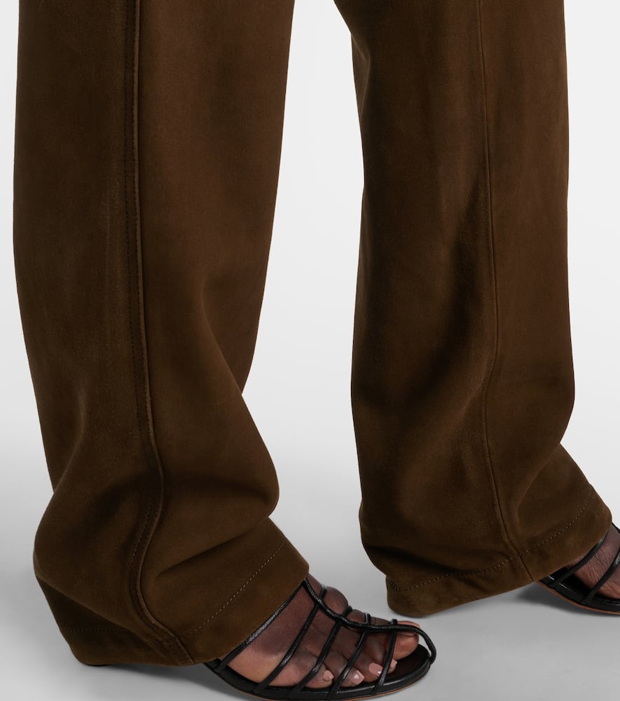 Proenza Schouler Maxine Suede Straight Pants In Brown