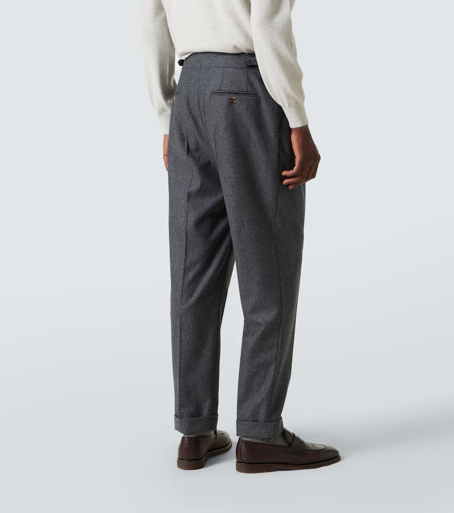 Brunello Cucinelli Tapered Pleated Virgin Wool Trousers In Blue