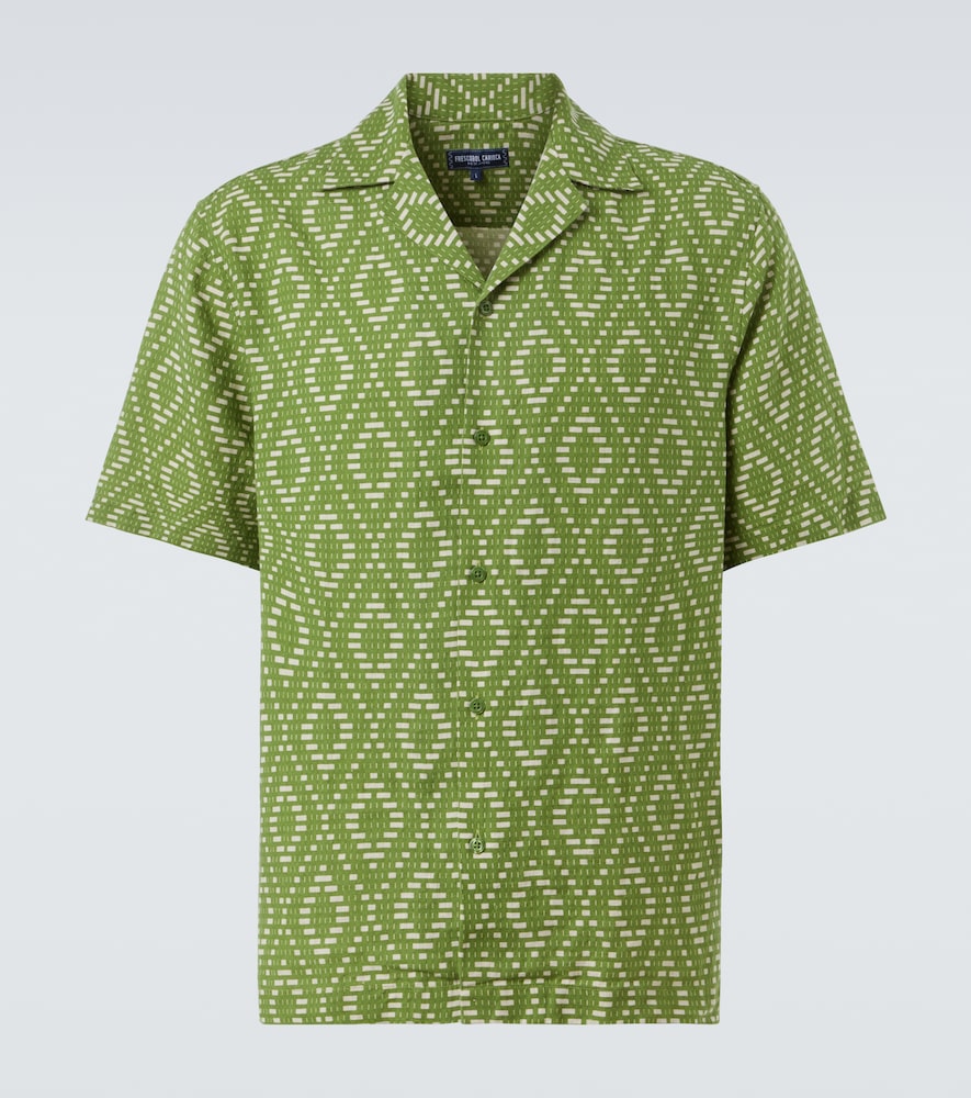 Frescobol Carioca Roberto Printed Linen Bowling Shirt