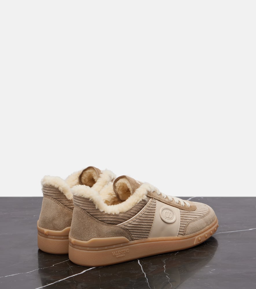 Valentino Upvillage Suede And Corduroy Sneakers In Sand