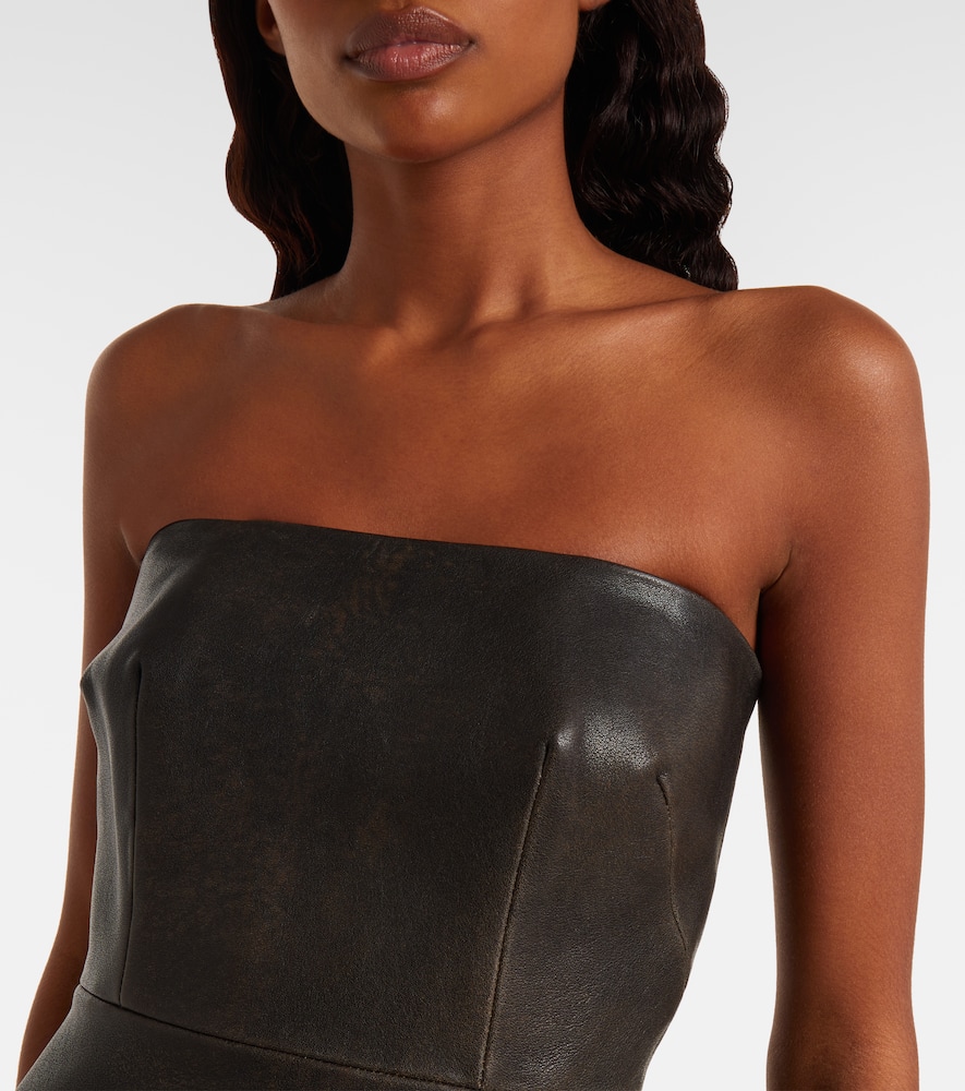 Alex Perry Leather Midi Dress In Black