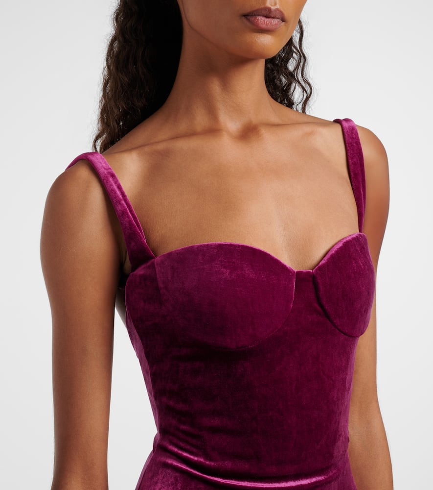Balenciaga Velvet Backless Column Gown In Purple