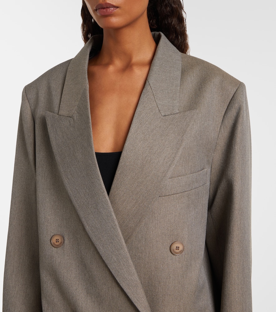 The Frankie Shop Long Double-breasted Coat Featuring Pockets In Animal Print