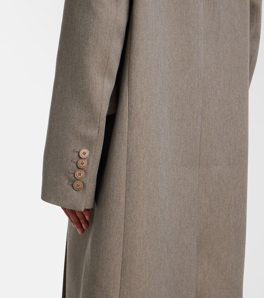 The Frankie Shop Long Double-breasted Coat Featuring Pockets In Animal Print