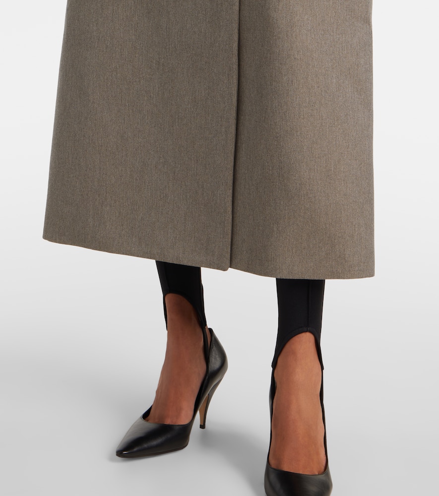 The Frankie Shop Long Double-breasted Coat Featuring Pockets In Animal Print