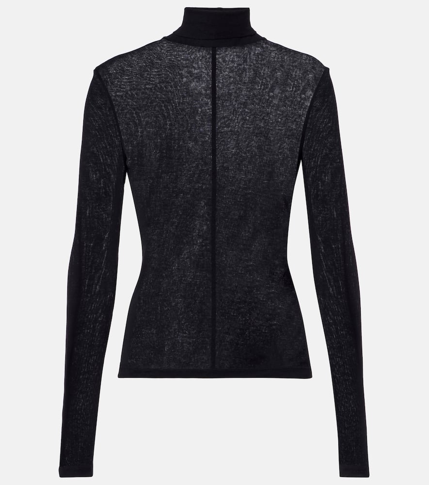 The Frankie Shop Evren Cotton Turtleneck Top In Black