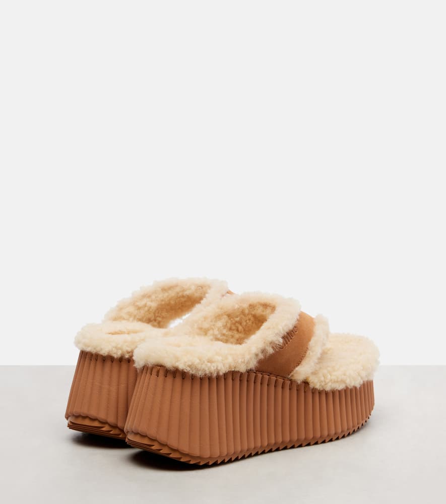Chloé Nama 80 Suede Platform Thong Sandals In Brown
