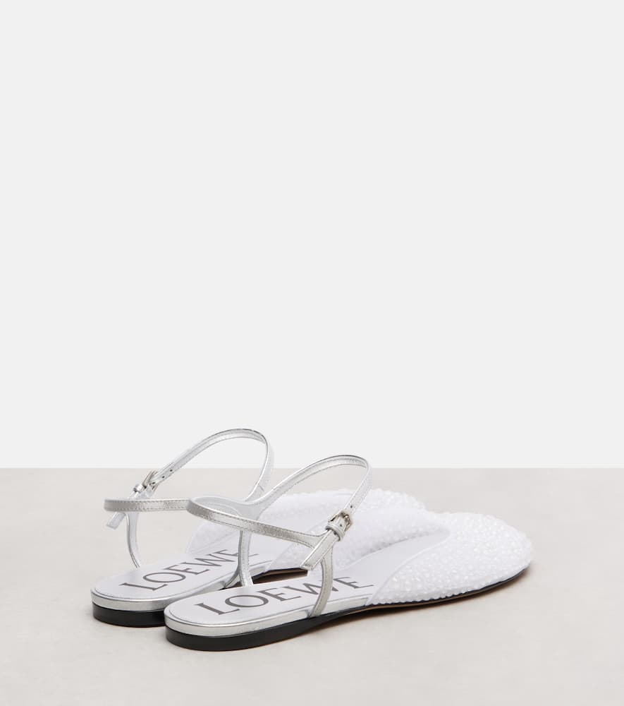 Loewe Toy Embellished Leather-trimmed Flats In White