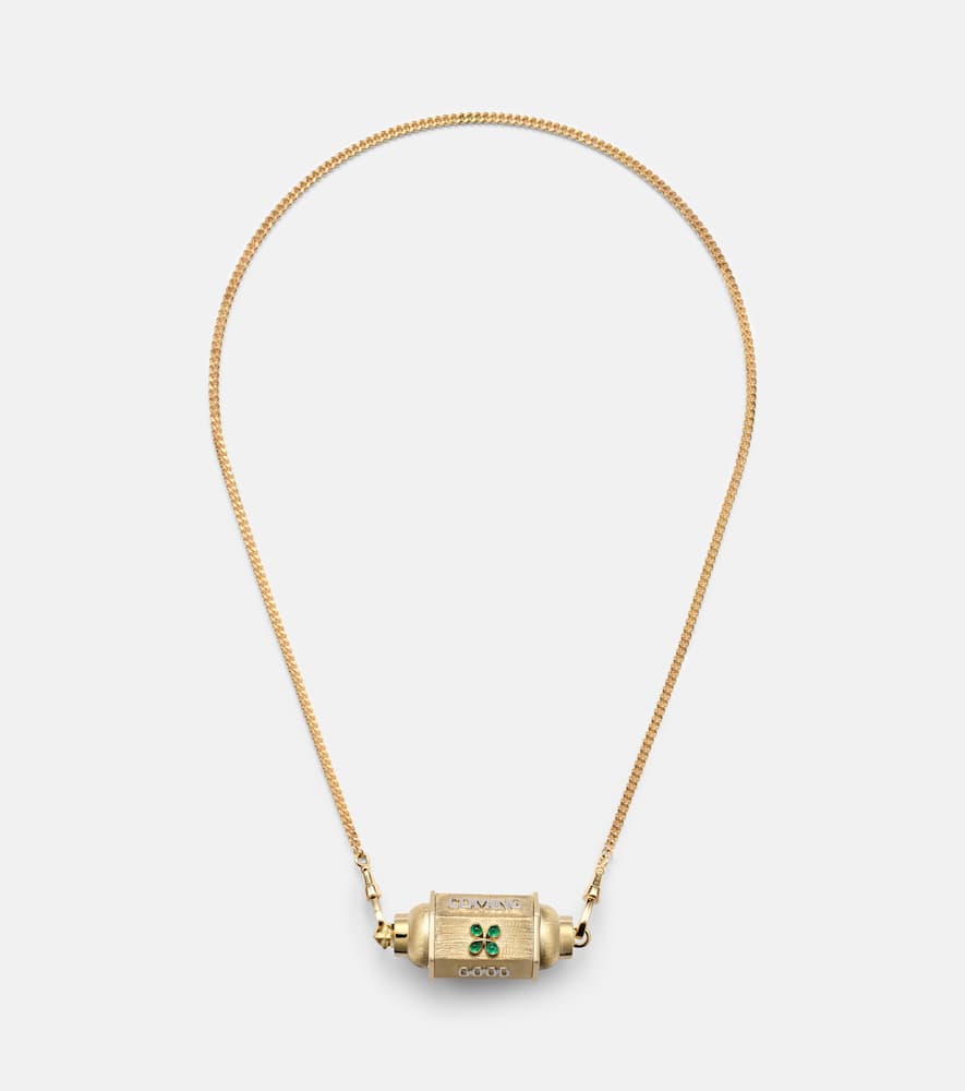 Marie Lichtenberg Good Things 18kt Gold Locket Necklace With Emeralds