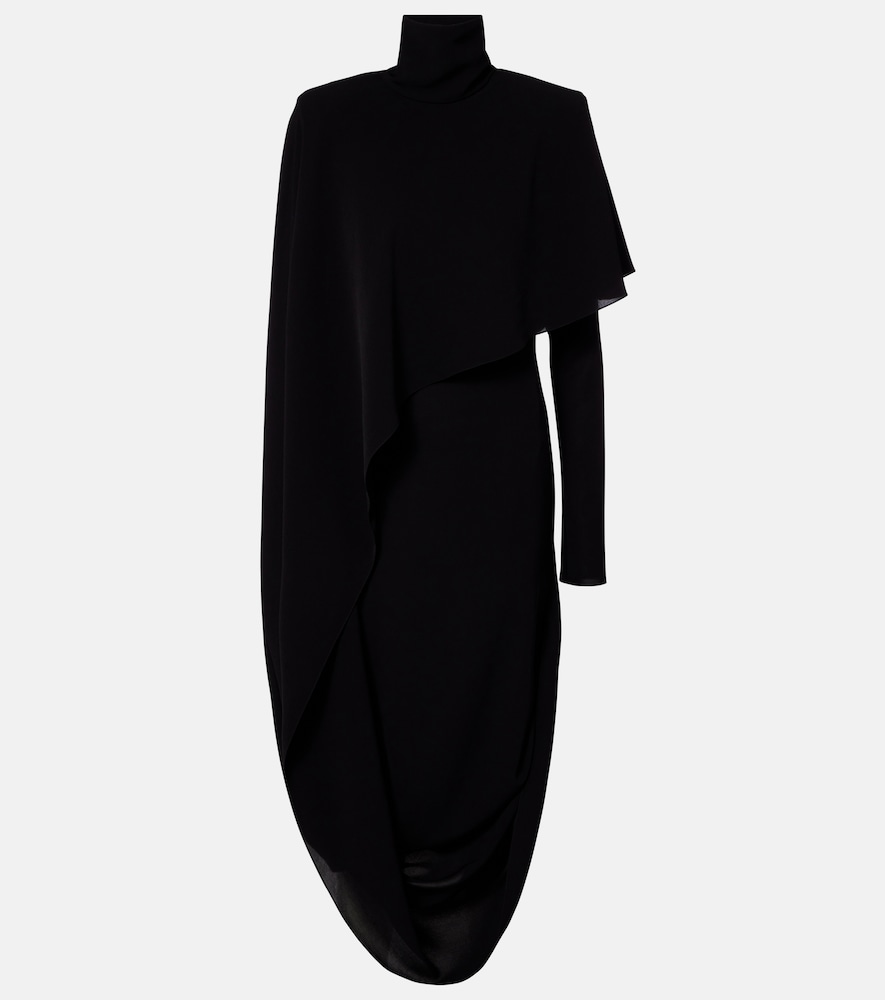 Mugler Asymmetric caped crêpe midi dress