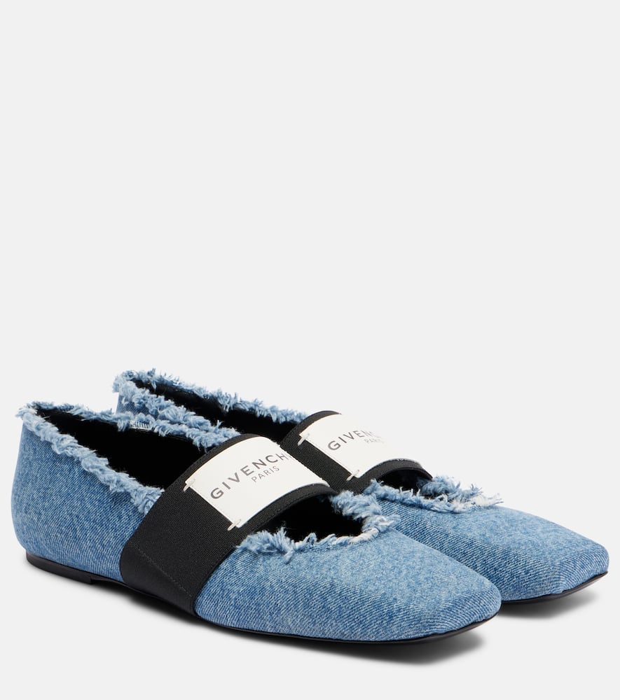 Givenchy Sliced Square Denim Ballet Flats In Blue