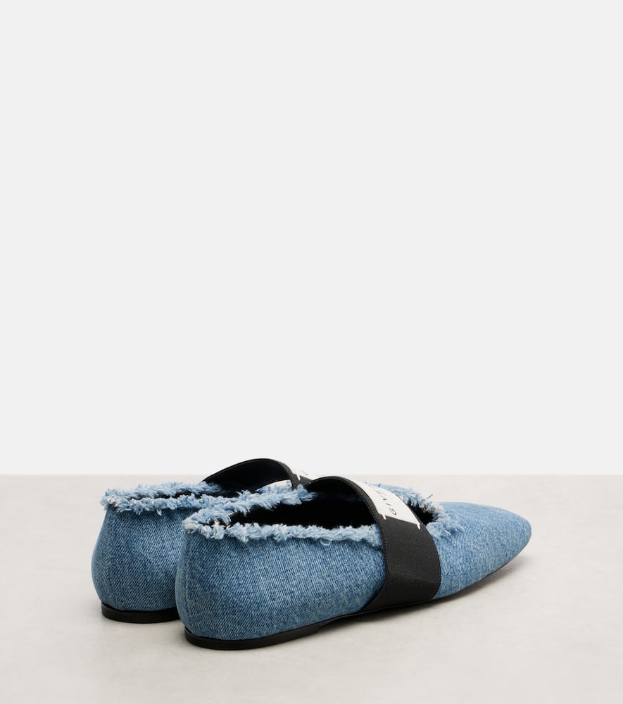 Givenchy Sliced Square Ballerinas In Denim In Blue