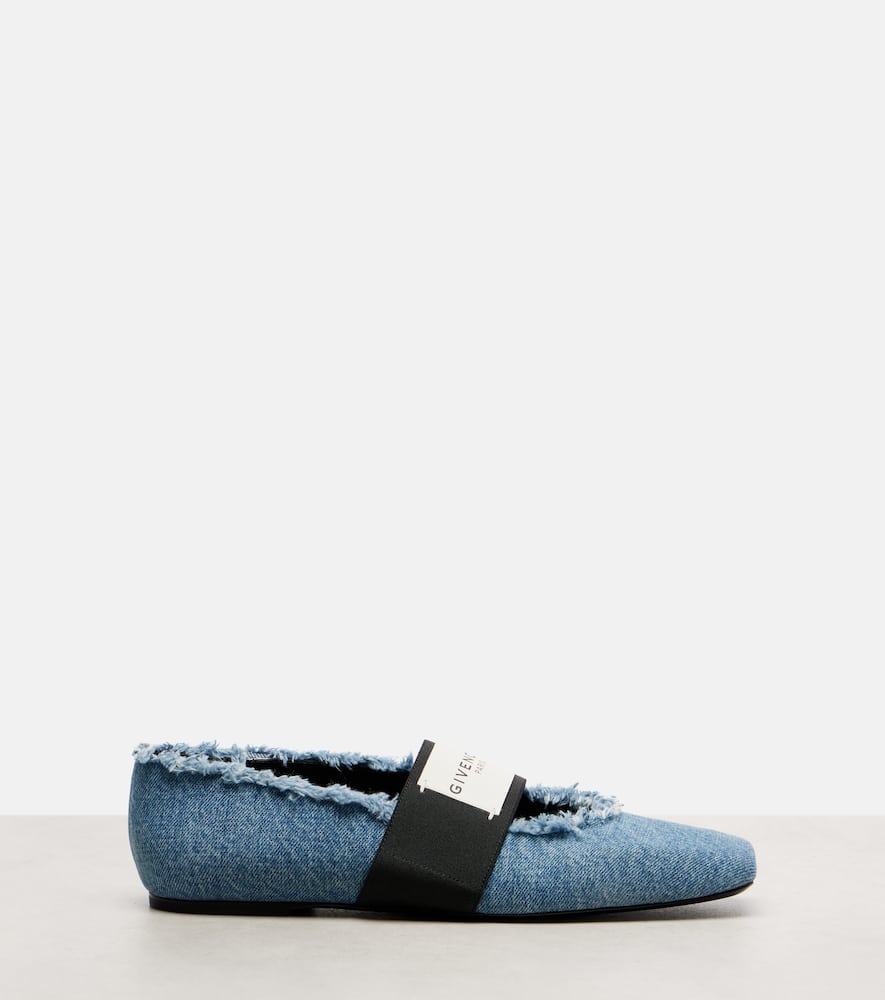 Givenchy Sliced Square Ballerinas In Denim In Blue