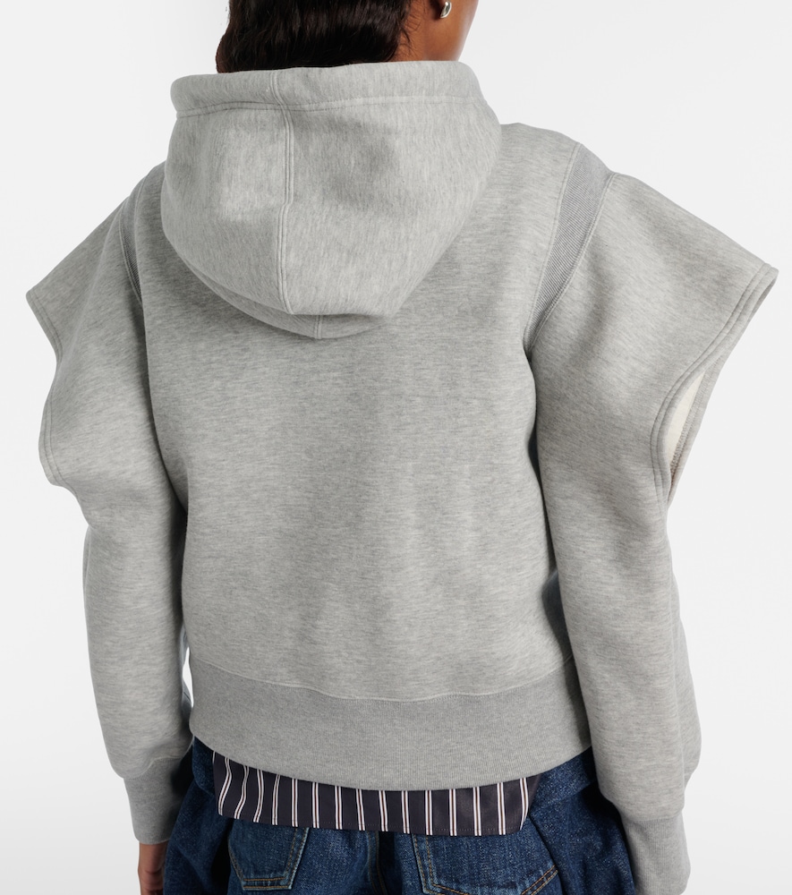  Sacai Sacai Cutout Cotton-blend Fleece Hoodie 