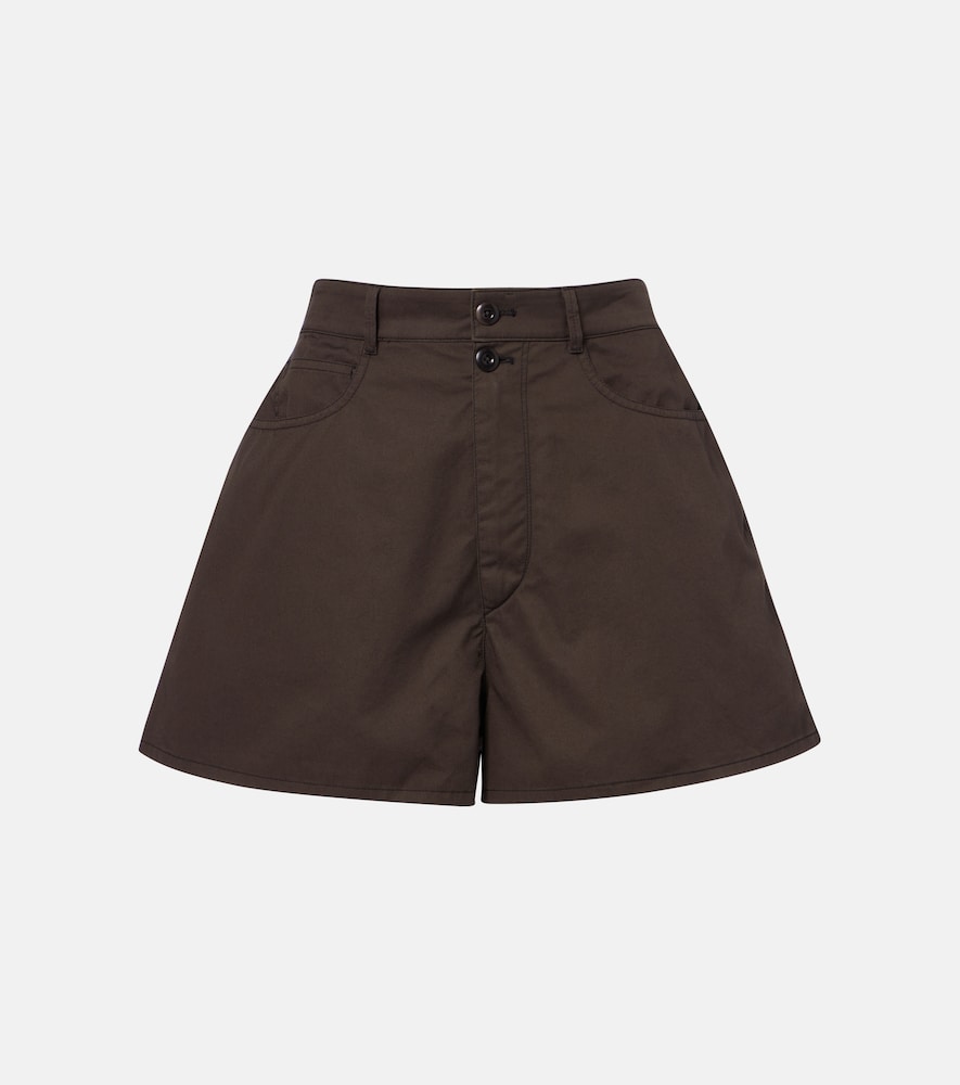 Lemaire Cotton Twill Shorts In Brown