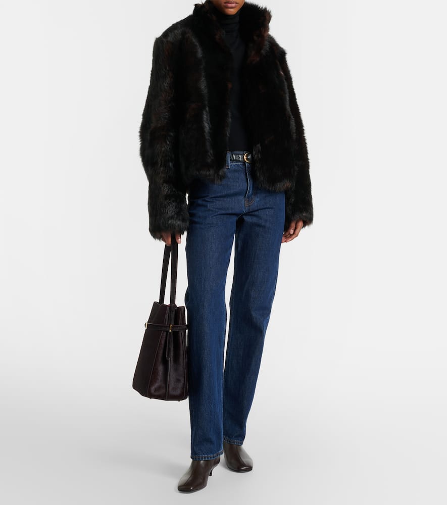 Totême Leather Ankle Boots In Burgundy