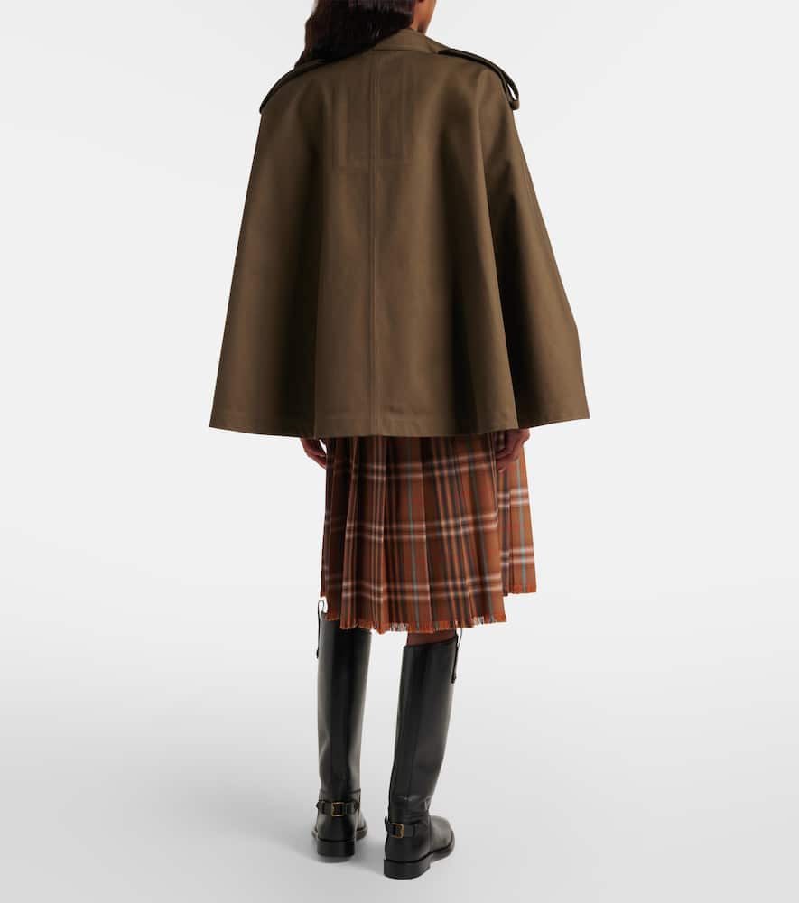 Burberry Check Wool Midi Skirt In Brown