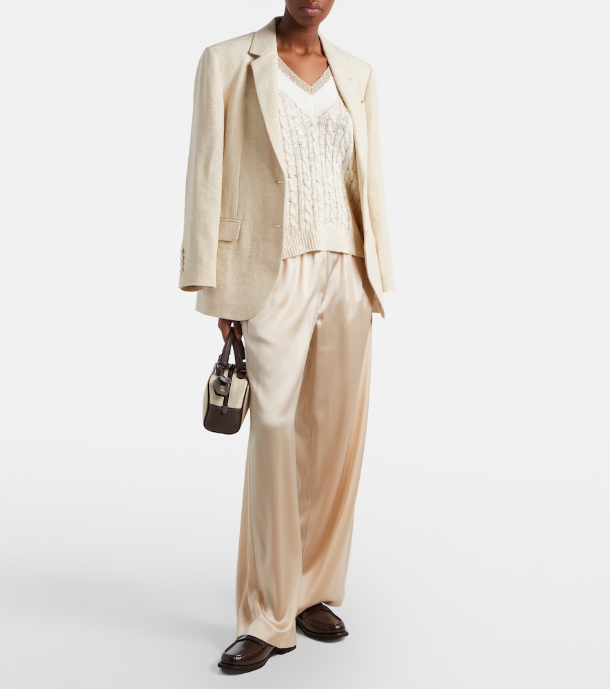 Brunello Cucinelli Silk-blend satin wide-leg pants