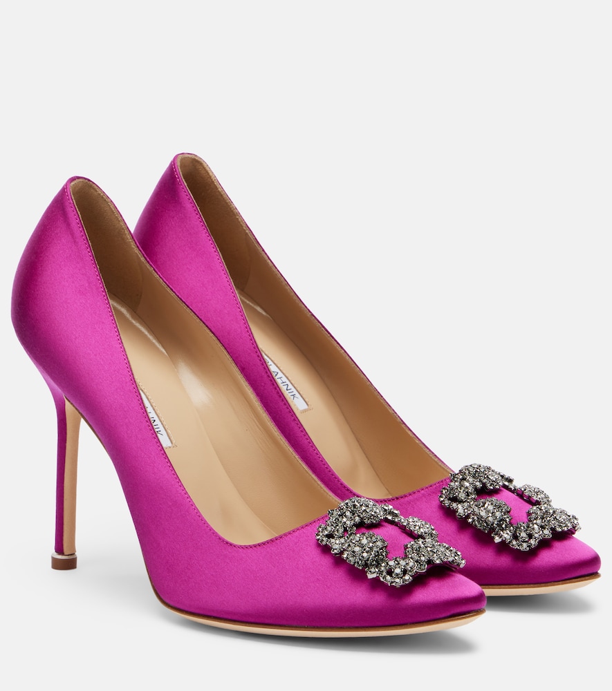 Manolo Blahnik Hangisi embellished satin pumps