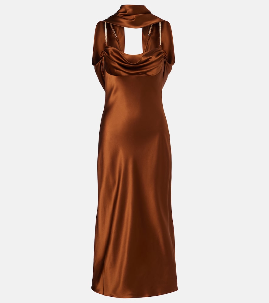 Rebecca Vallance Phoenix Draped Silk Satin Cocktail Dress