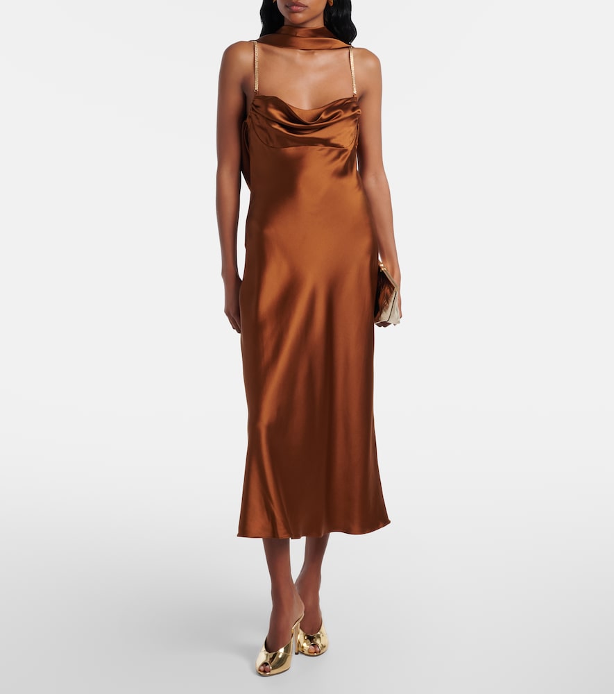 Rebecca Vallance Phoenix draped silk satin cocktail dress