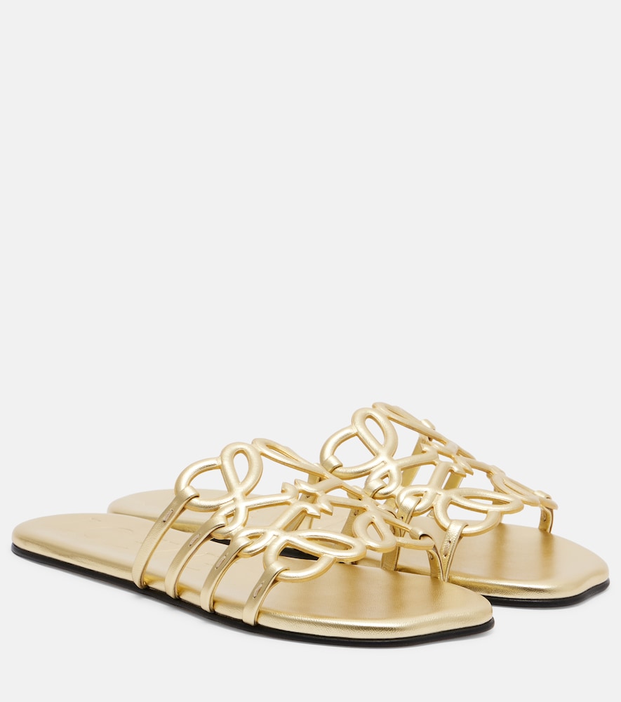 Loewe Paula's Ibiza Petal Anagram leather slides