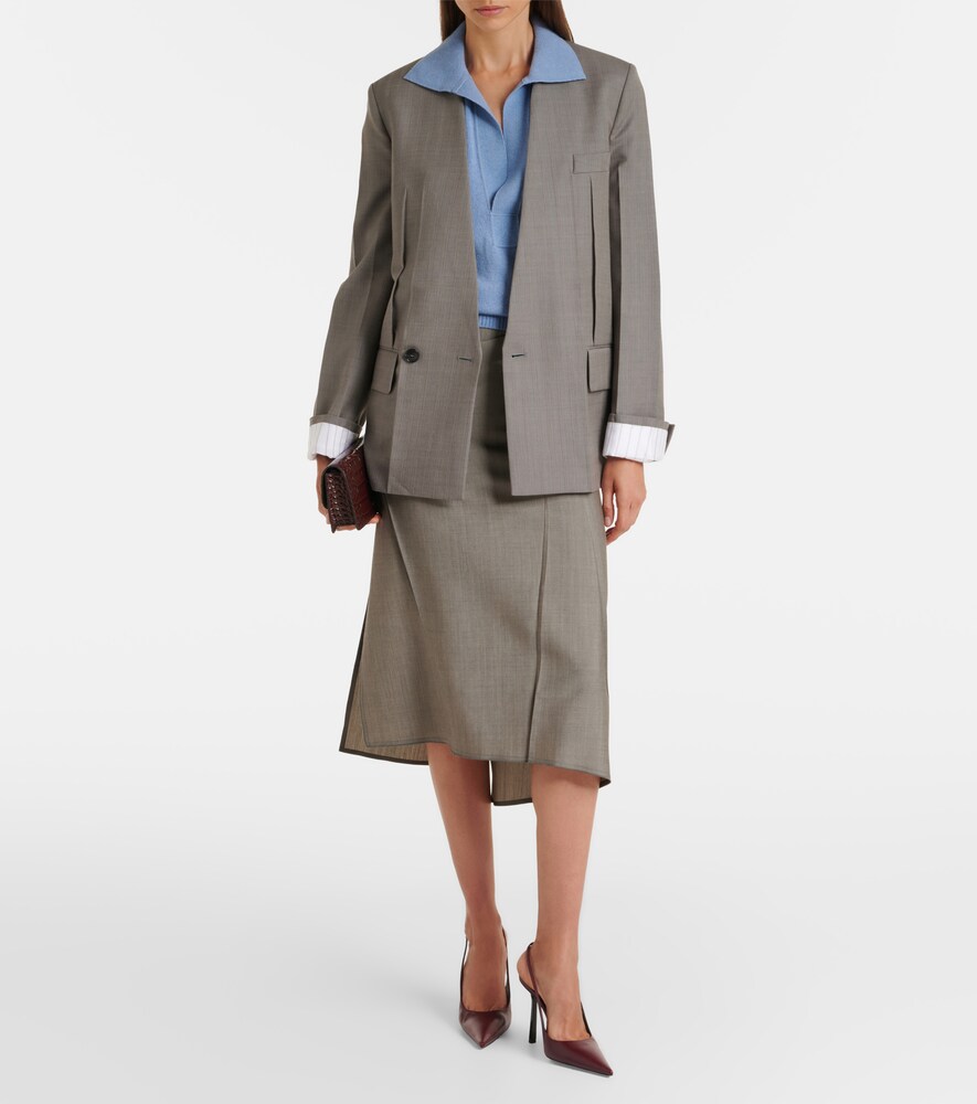 Victoria Beckham Draped wool and mohair midi skirt