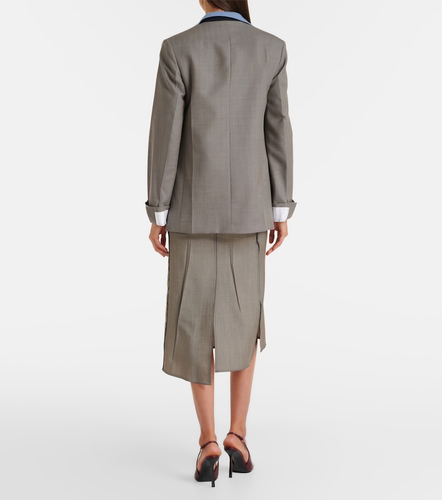  Victoria Beckham Victoria Beckham Draped Wool And Mohair Midi Skirt 