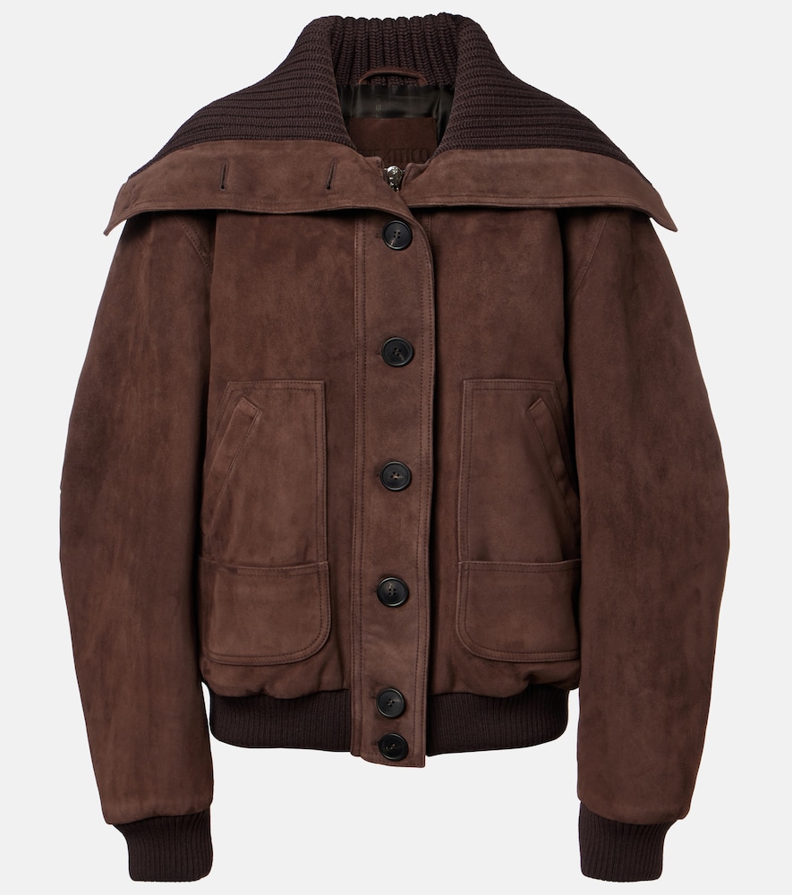 Oversize-Bomberjacke aus Veloursleder