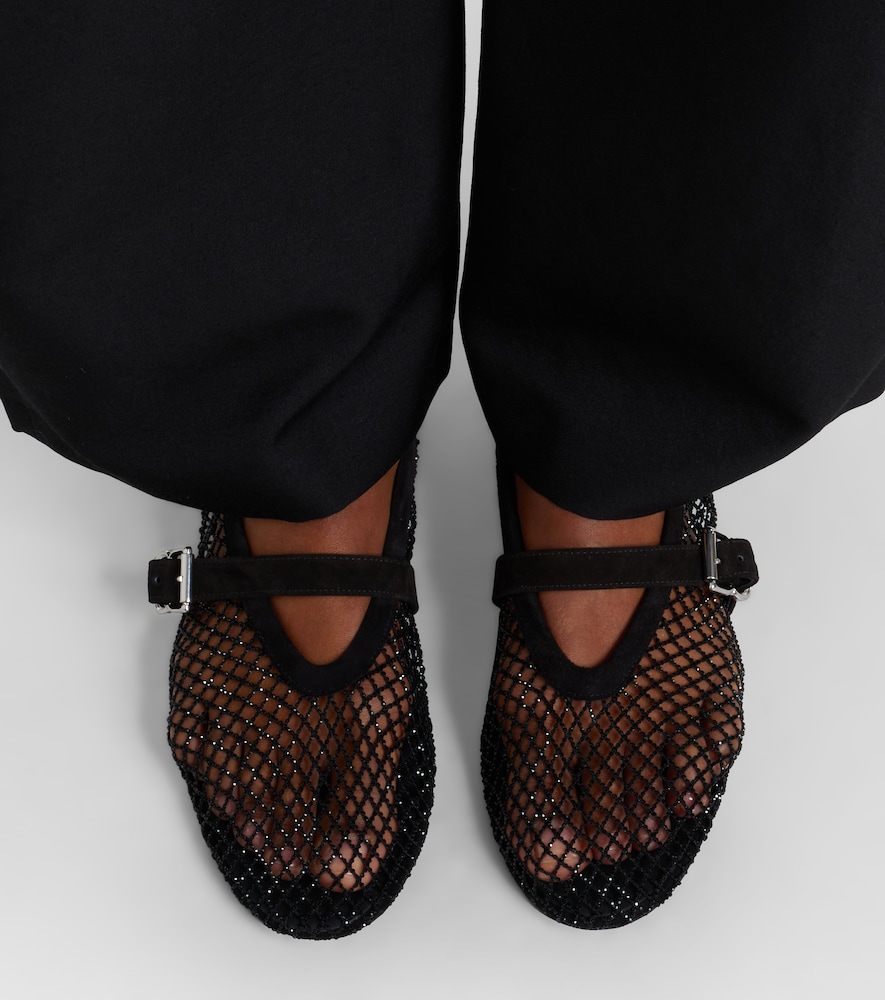 Alaïa Embellished fishnet ballet flats