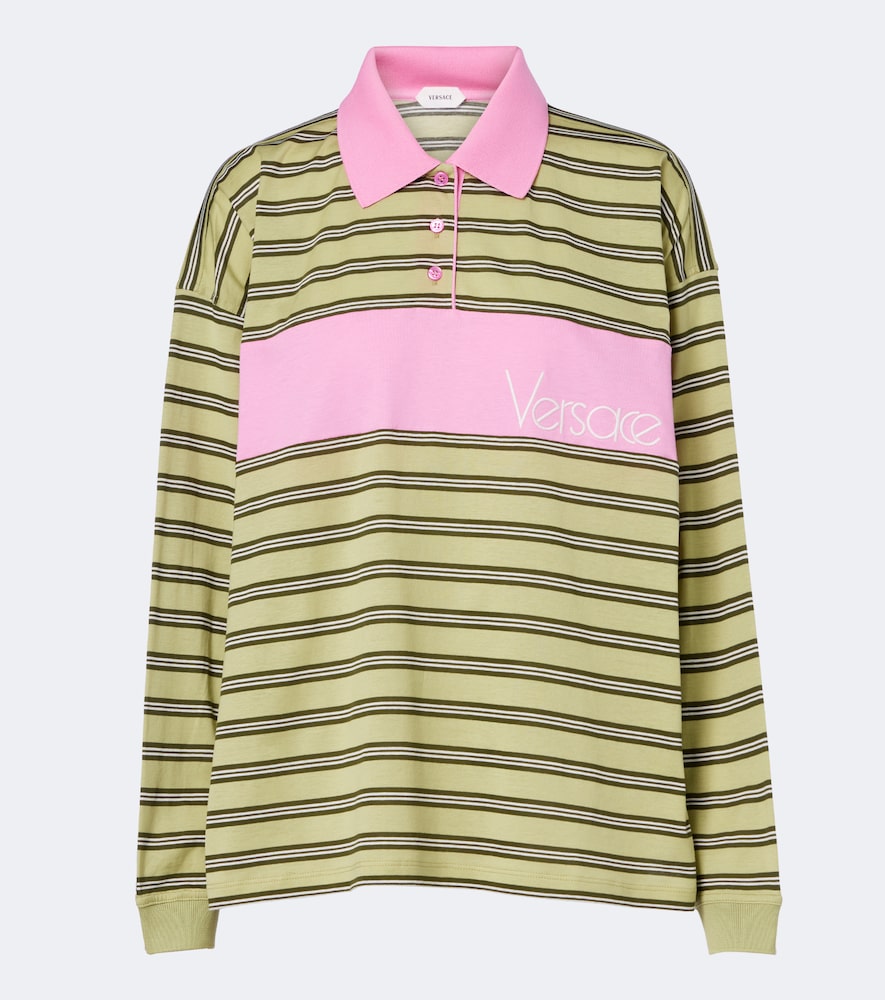 Polo oversize in jersey di cotone a righe