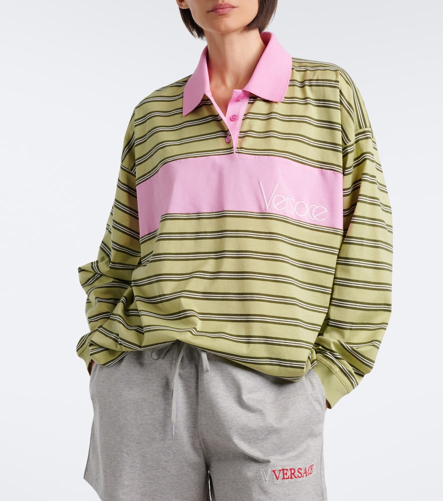 Striped Oversized Cotton Jersey Polo