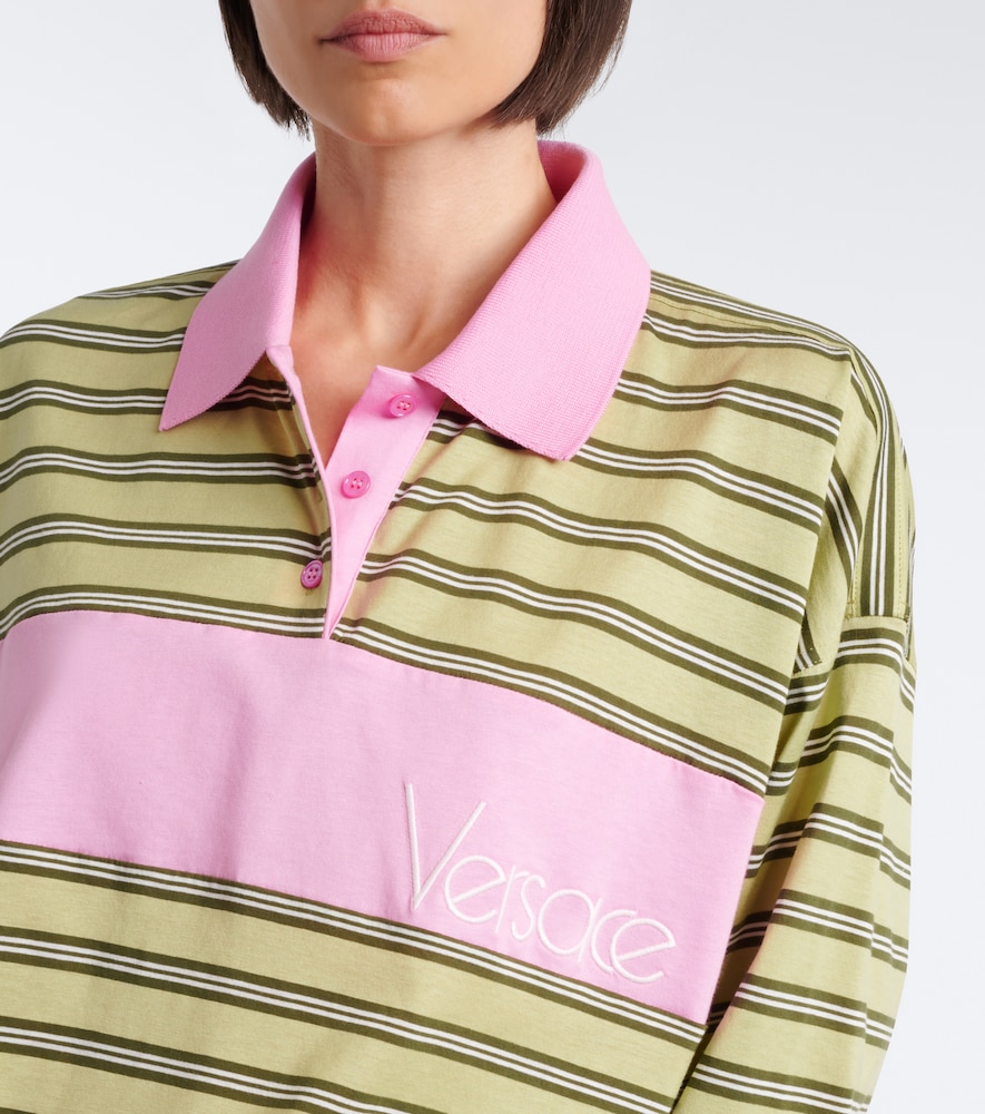 Striped Oversized Cotton Jersey Polo