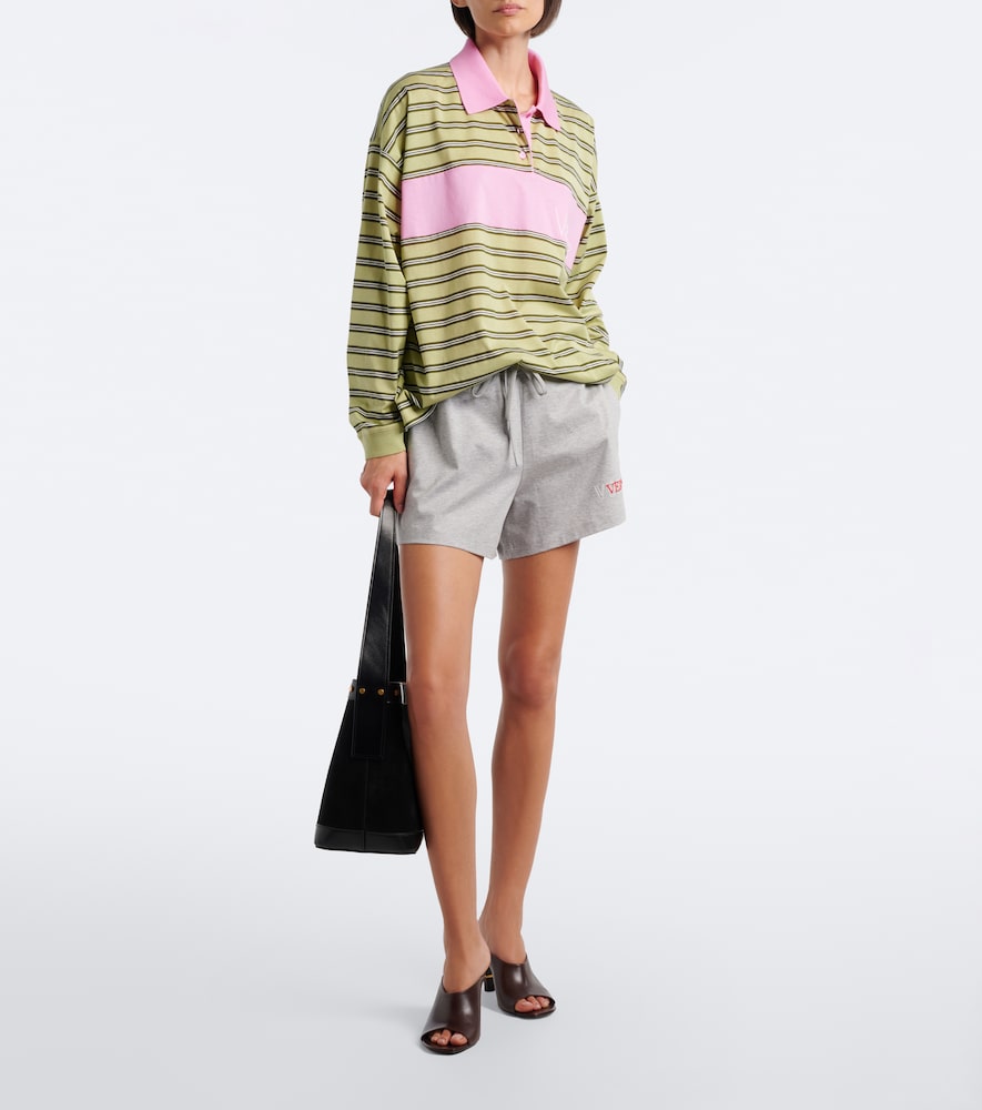 Striped Oversized Cotton Jersey Polo