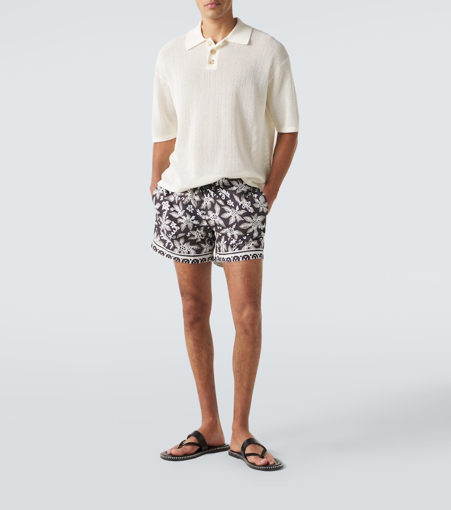  Commas Commas Open-knit Cotton-blend Polo Sweater 
