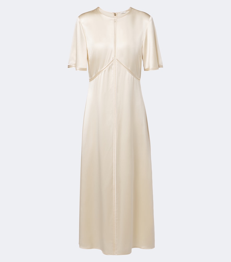 Joseph Aura Silk Satin Midi Dress In White