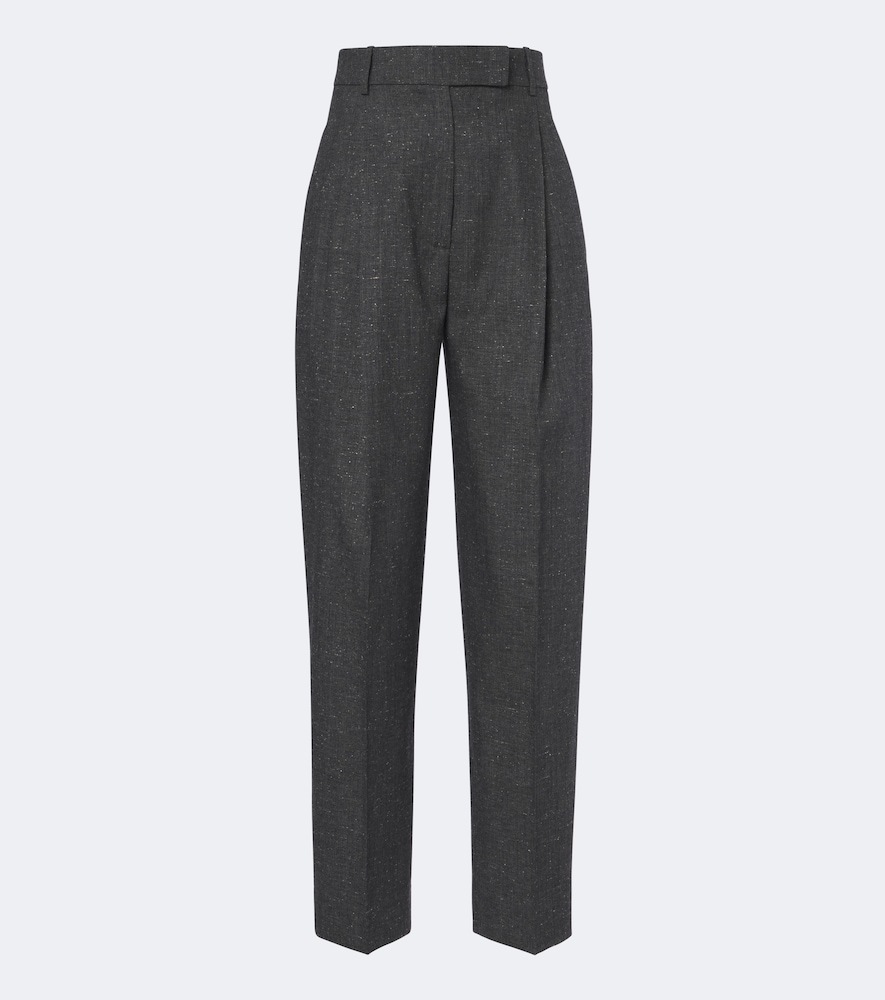 Rohe Róhe Daria Pleated Wool-blend Straight Pants In Grey