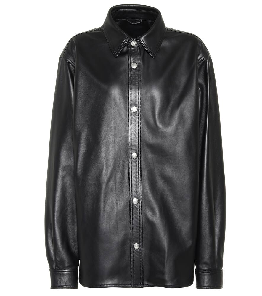 Acne Studios Leather Overshirt In Black Modesens